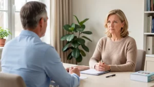 Schéma de santé fonctionnelle représentant les dimensions explorées pendant une consultation de micronutrition chez une femme fatiguée.